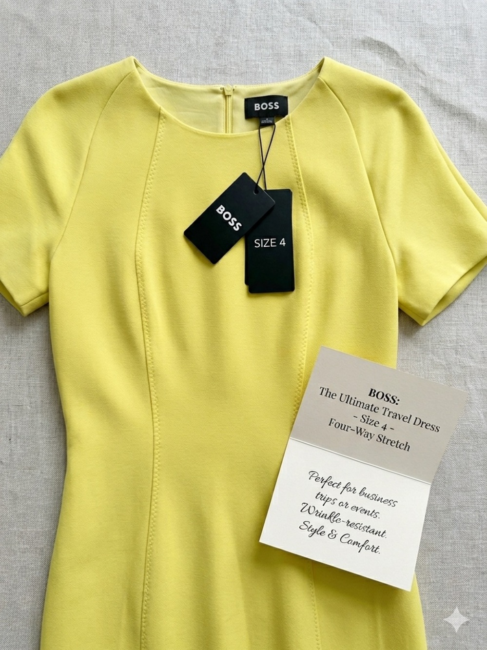 BOSS Yellow Short-Sleeve Tunic Dress